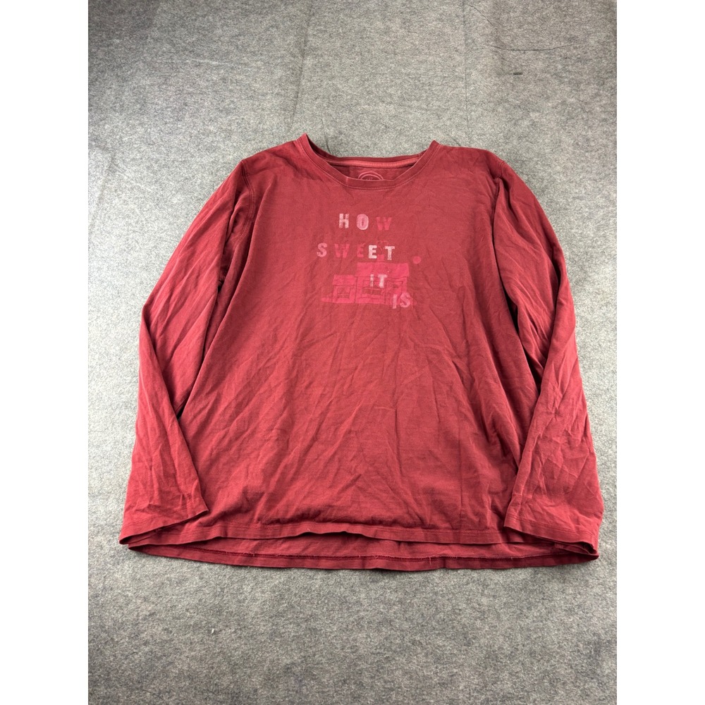 Life is Good Womens XXL Red How Sweet It Is Graphic Long Sleeve T-Shirt Classic